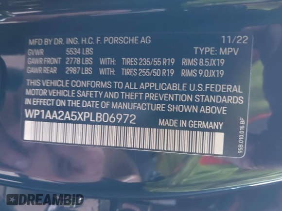 2023 Porsche Macan с VIN WP1AA2A5XPLB06972, выставлен на аукционе IAAI как лот 41147203 с пробегом 14 060 миль миль и . История ставок и продаж доступна на DreamBid. Изображение 9.