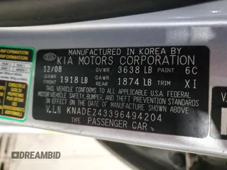 2009 Kia Rio LX with VIN KNADE243396494204, listed as a Copart auction lot 51351255 with 146,724 mi miles and Clean Title. Bid and sale history available at carsss.com. Image 12.