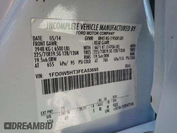 2015 Ford F-550 XL z VIN 1FD0W5HT3FEA53695, wystawiony jako Copart lot #49590335 z przebiegiem 269 451 mil mil oraz Tytuł czysty. Historia ofert i sprzedaży dostępna na DreamBid. Obrazek 12.