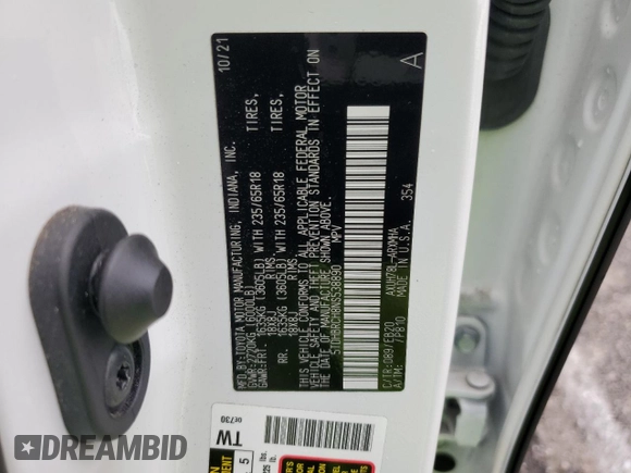 2022 Toyota Highlander Hybrid XLE z VIN 5TDHBRCH8NS538890, wystawiony jako Copart lot #48402615 z przebiegiem 48 225 mil mil oraz Szkoda całkowita • Salvage title. Historia ofert i sprzedaży dostępna na DreamBid. Obrazek 16.