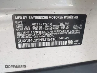 2022 BMW X5 sDrive40i with VIN 5UXCR4C05N9J18410, listed as a IAAI auction lot 41638894 with 42,971 mi miles. Bid and sale history available at carsss.com. Image 9.