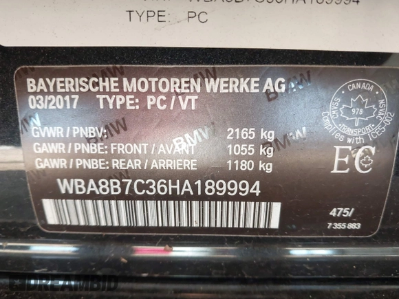 2017 BMW 3 Series 340i xDrive with VIN WBA8B7C36HA189994, listed as a IAAI auction lot 41090133 with 107,374 mi miles. Bid and sale history available at carsss.com. Image 9.