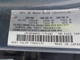 2020 Mazda 3 Premium with VIN JM1BPBNM3L1171285, listed as a IAAI auction lot 42097340 with 50,799 mi miles and . Bid and sale history available at DreamBid. Image 9.