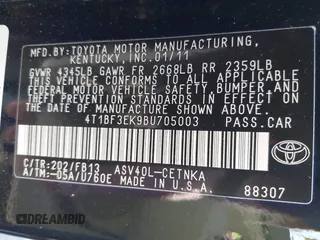 2011 Toyota Camry LE with VIN 4T1BF3EK9BU705003, listed as a IAAI auction lot 41777153 with 98,475 mi miles. Bid and sale history available at carsss.com. Image 9.