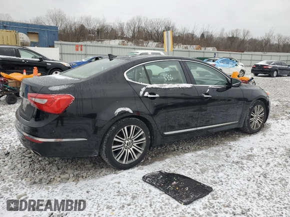 2014 Kia Cadenza Premium with VIN KNALN4D75E5145832, listed as a Copart auction lot 47038625 with 120,013 mi miles and Salvage Title. Bid and sale history available at carsss.com. Image 3.