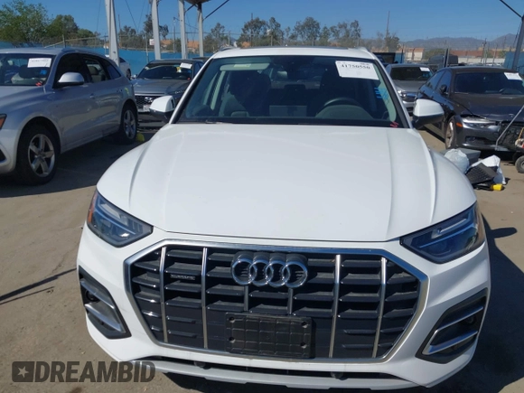 2021 Audi Q5 Premium with VIN WA1AAAFY6M2045811, listed as a IAAI auction lot 41750550 with 9,563 mi miles and . Bid and sale history available at DreamBid. Image 12.