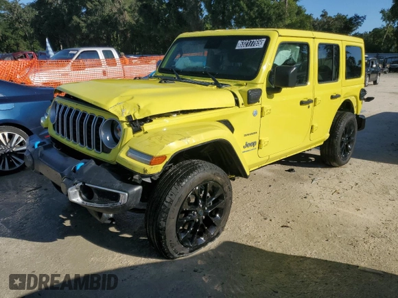 2024 Jeep Wrangler Sahara with VIN 1C4RJXP6XRW238620, listed as a Copart auction lot 63217765 with 29,304 mi miles and Clean title. Bid and sale history available at DreamBid. Image 1.