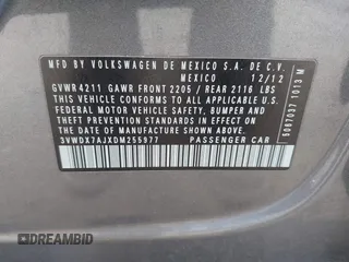 2013 Volkswagen Jetta SE with VIN 3VWDX7AJXDM255977, listed as a IAAI auction lot 42194447 with 120,921 mi miles and . Bid and sale history available at DreamBid. Image 9.