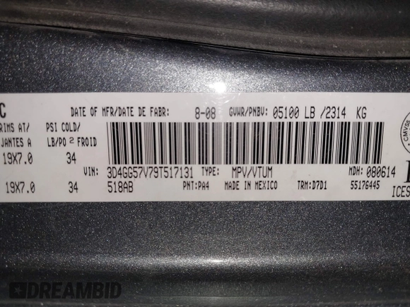 2010 Dodge Journey SXT with VIN 3D4PH5FV8AT283259, listed as a IAAI auction lot 41773863 with Not Provided miles and . Bid and sale history available at DreamBid. Image 9.
