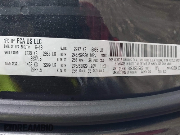 2018 Chrysler Pacifica Limited z VIN 2C4RC1GG6JR351865, wystawiony jako IAAI lot #42011065 z przebiegiem 120 407 mil mil oraz . Historia ofert i sprzedaży dostępna na DreamBid. Obrazek 9.