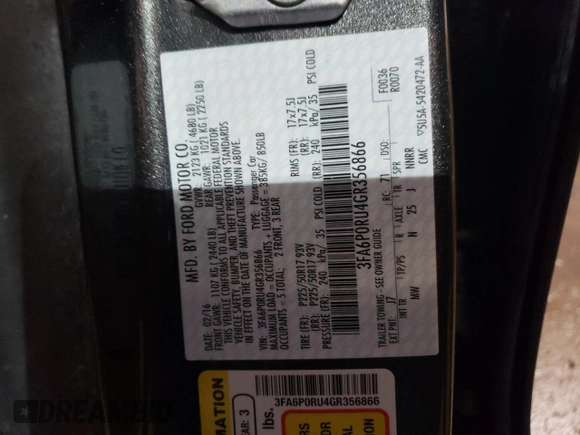 2016 Ford Fusion Titanium Hybrid with VIN 3FA6P0RU4GR356866, listed as a Copart auction lot 43273895 with 73,188 mi miles and Salvage Title. Bid and sale history available at carsss.com. Image 13.