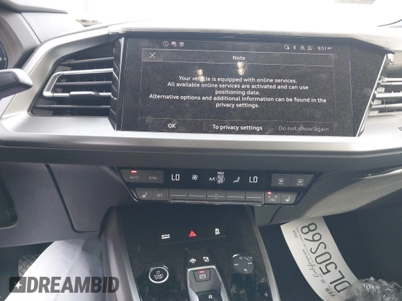2024 Audi Q4 e-tron Premium Plus with VIN WA1LUBFZ0RP034490, listed as a IAAI auction lot 41382884 with 738 mi miles and . Bid and sale history available at DreamBid. Image 19.