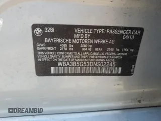 2013 BMW 3 Series 328i xDrive с VIN WBA3B5G53DNS02245, выставлен на аукционе Copart как лот 61544095 с пробегом 123 425 миль миль и Списание • Salvage title. История ставок и продаж доступна на DreamBid. Изображение 12.