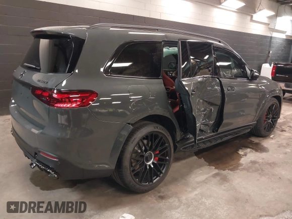 2025 Mercedes-Benz GLS 63 AMG with VIN 4JGFF8KE2SB318849, listed as a IAAI auction lot 41427082 with 442 mi miles and . Bid and sale history available at DreamBid. Image 4.