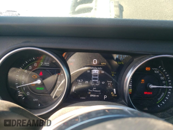 2023 Jeep Wrangler Rubicon 20th Anniversary with VIN 1C4JJXR63PW538877, listed as a Copart auction lot 57635015 with 25,924 mi miles and Salvage title. Bid and sale history available at DreamBid. Image 9.