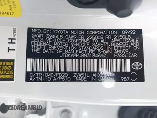 2022 Toyota Prius L Eco с VIN JTDKAMFU8N3184617, выставлен на аукционе IAAI как лот 41487754 с пробегом 49 768 миль миль и . История ставок и продаж доступна на DreamBid. Изображение 9.