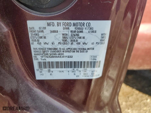 2010 Ford Super Duty F-250 SRW XL with VIN 1FTSX2B59AEA11222, listed as a Copart auction lot 49899575 with 0 mi miles and Salvage Title. Bid and sale history available at carsss.com. Image 14.