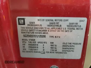 2007 Saturn Outlook XR z VIN 5GZEV23707J125286, wystawiony jako Copart lot #56482515 z przebiegiem 197 592 mil mil oraz Szkody całkowita. Historia ofert i sprzedaży dostępna na DreamBid. Obrazek 13.
