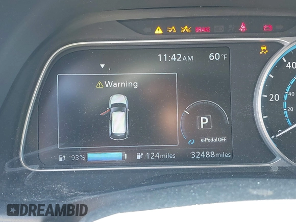 2020 Nissan LEAF SV with VIN 1N4AZ1CP4LC307981, listed as a IAAI auction lot 42068236 with 32,488 mi miles and . Bid and sale history available at DreamBid. Image 18.