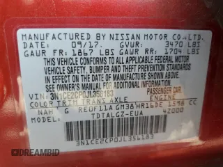 2018 Nissan Note SV with VIN 3N1CE2CP0JL356183, listed as a Copart auction lot 54923795 with 70,545 mi miles and Salvage title. Bid and sale history available at DreamBid. Image 12.