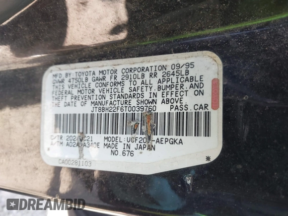 1996 Lexus LS 400 z VIN JT8BH22F6T0039760, wystawiony jako IAAI lot #41674244 z przebiegiem 197 323 mil mil oraz . Historia ofert i sprzedaży dostępna na DreamBid. Obrazek 9.