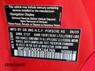 2015 Porsche Cayman S with VIN WP0AB2A80FK184769, listed as a Copart auction lot 83772914 with Not Provided miles and Salvage Title. Bid and sale history available at DreamBid. Image 12.