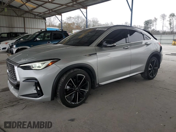 2022 Infiniti QX55 Sensory with VIN 3PCAJ5L38NF104121, listed as a Copart auction lot 86705454 with 53,042 mi miles and Salvage title. Bid and sale history available at DreamBid. Image 1.