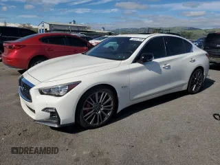 2018 Infiniti Q50 Red Sport 400 with VIN JN1FV7AP3JM640099, listed as a Copart auction lot 50307165 with 52,225 mi miles and Clean Title. Bid and sale history available at carsss.com. Image 1.