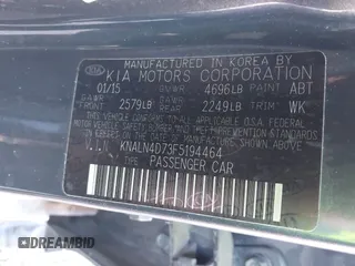 2015 Kia Cadenza Premium with VIN KNALN4D73F5194464, listed as a IAAI auction lot 41036049 with 164,907 mi miles. Bid and sale history available at carsss.com. Image 9.