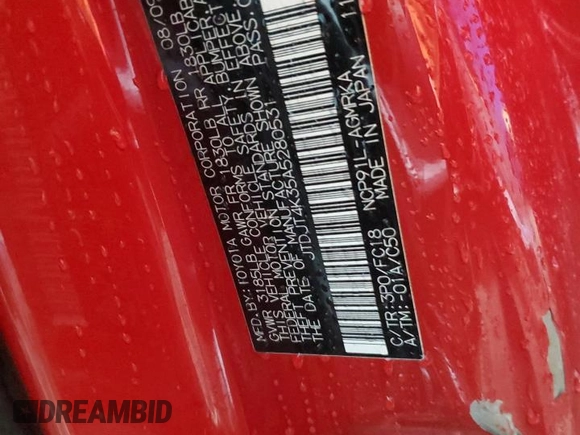 2010 Toyota Yaris z VIN JTDJT4K35A5280531, wystawiony jako Copart lot #47061135 z przebiegiem 151 744 mil mil oraz Szkoda całkowita • Salvage title. Historia ofert i sprzedaży dostępna na DreamBid. Obrazek 12.