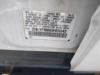 2003 Honda Pilot EX with VIN 2HKYF18693H511343, listed as a IAAI auction lot 41833640 with 300,640 mi miles. Bid and sale history available at carsss.com. Image 9.