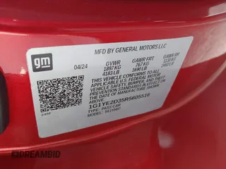 2024 Chevrolet Corvette 2LZ z VIN 1G1YE2D35R5605516, wystawiony jako IAAI lot #42291526 z przebiegiem 2472 mil mil oraz . Historia ofert i sprzedaży dostępna na DreamBid. Obrazek 9.