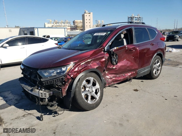 2018 Honda CR-V EX-L with VIN 7FARW1H85JE038370, listed as a Copart auction lot 46928595 with 67,276 mi miles and Salvage Title. Bid and sale history available at carsss.com. Image 1.