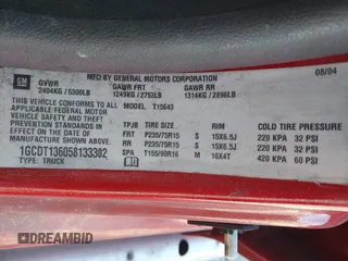 2005 Chevrolet Colorado 1SF LS Z71 with VIN 1GCDT136058133302, listed as a IAAI auction lot 41692590 with 167,071 mi miles. Bid and sale history available at carsss.com. Image 9.