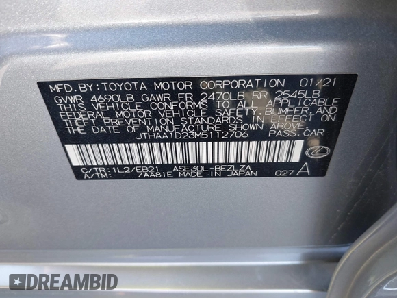 2021 Lexus IS 300 с VIN JTHAA1D23M5112706, выставлен на аукционе IAAI как лот 41815351 с пробегом 33 680 миль миль и . История ставок и продаж доступна на DreamBid. Изображение 9.