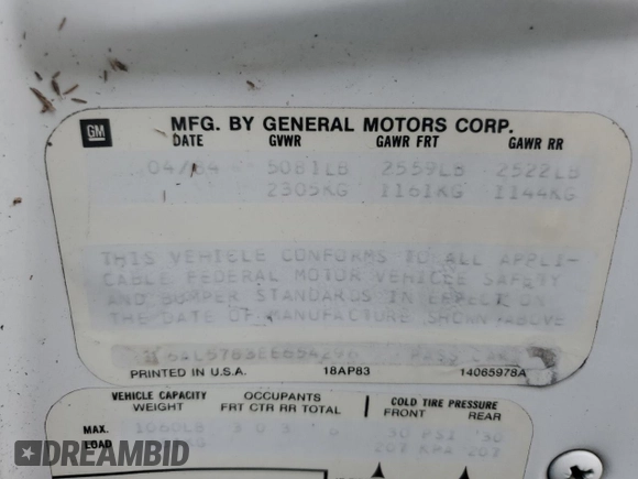 1984 Cadillac Eldorado z VIN 1G6AL5783EE654296, wystawiony jako Copart lot #74945374 z przebiegiem 37 040 mil mil oraz Szkoda całkowita • Salvage title. Historia ofert i sprzedaży dostępna na DreamBid. Obrazek 12.