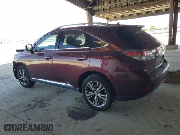2013 Lexus RX 450h with VIN JTJBC1BA4D2064397, listed as a Copart auction lot 61994345 with 124,106 mi miles and Salvage title. Bid and sale history available at DreamBid. Image 2.