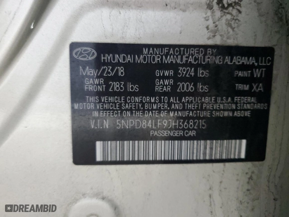 2018 Hyundai Elantra SEL with VIN 5NPD84LF9JH368215, listed as a Copart auction lot 52997285 with 132,324 mi miles and Clean Title. Bid and sale history available at carsss.com. Image 12.