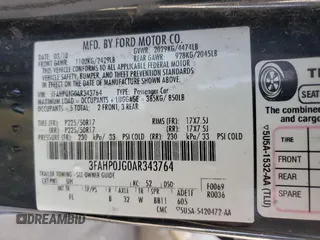 2010 Ford Fusion SEL with VIN 3FAHP0JG0AR343764, listed as a Copart auction lot 74720774 with 164,598 mi miles and Salvage Title. Bid and sale history available at carsss.com. Image 13.