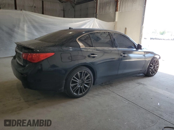 2016 Infiniti Q50 Red Sport 400 with VIN JN1FV7AR8GM450745, listed as a Copart auction lot 54018795 with 116,758 mi miles and Salvage title. Bid and sale history available at DreamBid. Image 3.
