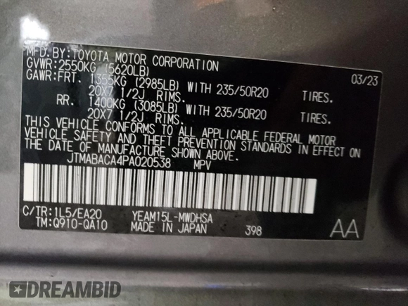 2023 Toyota bZ4X XLE z VIN JTMABACA4PA020538, wystawiony jako Copart lot #81643063 z przebiegiem 4 171 mil mil oraz . Historia ofert i sprzedaży dostępna na DreamBid. Obrazek 13.