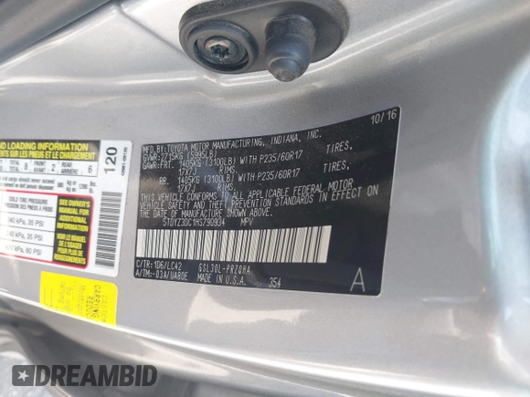 2017 Toyota Sienna XLE Auto Access Seat with VIN 5TDYZ3DC1HS790934, listed as a IAAI auction lot 42510179 with 223,690 mi miles and . Bid and sale history available at DreamBid. Image 9.