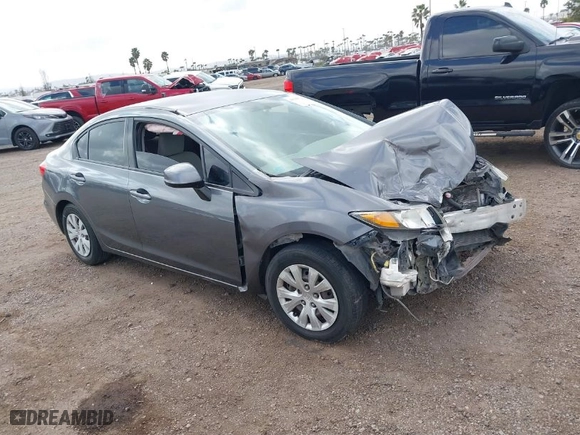 2012 Honda Civic Sdn LX with VIN 19XFB2F56CE376359, listed as a IAAI auction lot 41549725 with 1 mi miles. Bid and sale history available at carsss.com. Image 1.