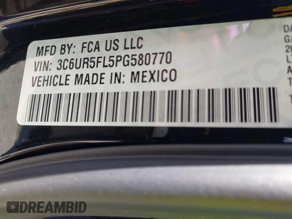 2023 Ram 2500 Laramie with VIN 3C6UR5FL5PG580770, listed as a IAAI auction lot 41734269 with 16,970 mi miles and . Bid and sale history available at DreamBid. Image 9.