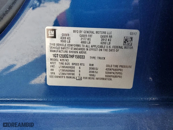 2017 GMC Sierra 2500HD Denali with VIN 1GT12UEG7HF158033, listed as a Copart auction lot 73775184 with 149,881 mi miles and Salvage Title. Bid and sale history available at carsss.com. Image 12.