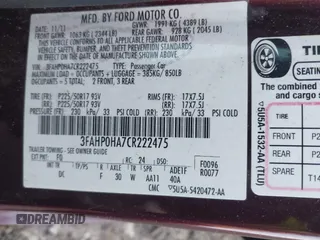 2012 Ford Fusion SE with VIN 3FAHP0HA7CR222475, listed as a IAAI auction lot 41795985 with 112,462 mi miles. Bid and sale history available at carsss.com. Image 9.