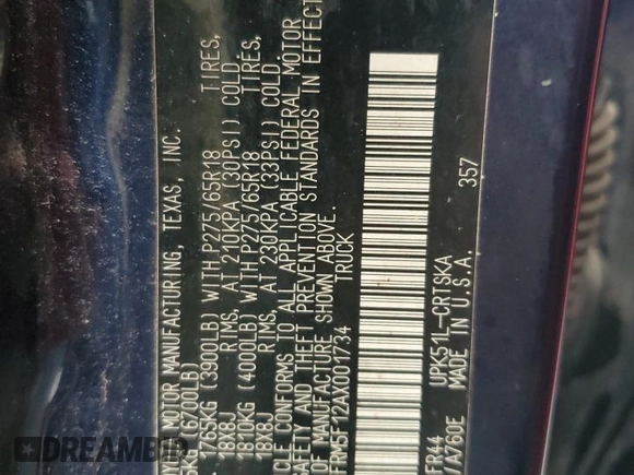 2010 Toyota Tundra z VIN 5TFRM5F12AX001734, wystawiony jako Copart lot #55806245 z przebiegiem Nie podano mil oraz Szkoda całkowita • Salvage title. Historia ofert i sprzedaży dostępna na DreamBid. Obrazek 12.