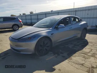 2025 Tesla Model 3 Long Range with VIN 5YJ3E1EA8SF890337, listed as a Copart auction lot 45023425 with 1,765 mi miles and Salvage Title. Bid and sale history available at carsss.com. Image 1.