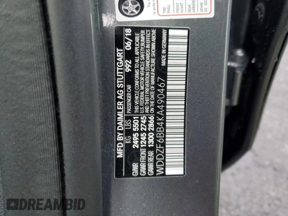 2019 Mercedes-Benz E-Class AMG E 53 with VIN WDDZF6BB4KA490467, listed as a Copart auction lot 36937203 with 26,505 mi miles. Bid and sale history available at carsss.com. Image 12.