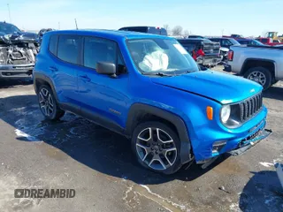 2020 Jeep Renegade Sport with VIN ZACNJAAB0LPM01438, listed as a IAAI auction lot 41608573 with 90,053 mi miles and . Bid and sale history available at carsss.com. Image 1.